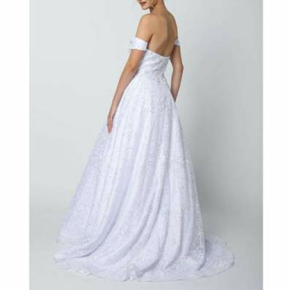 New white wedding gown,evening bridal dress - Picture 2 of 5